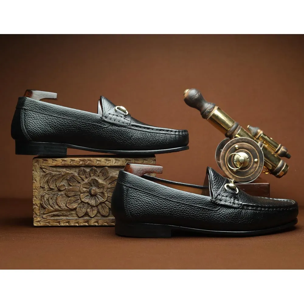 Black Milled Classic Horsebit Loafers